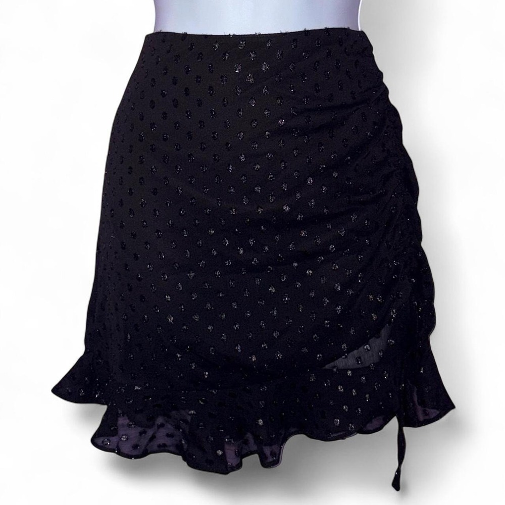 Forever 21 Black Polka Dot Ruched Mini Skirt